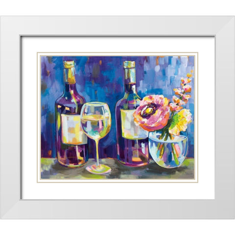 Floral Party White Modern Wood Framed Art Print with Double Matting by Vertentes, Jeanette