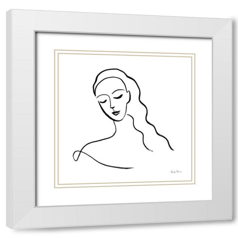 Faces III White Modern Wood Framed Art Print with Double Matting by Zaman, Farida