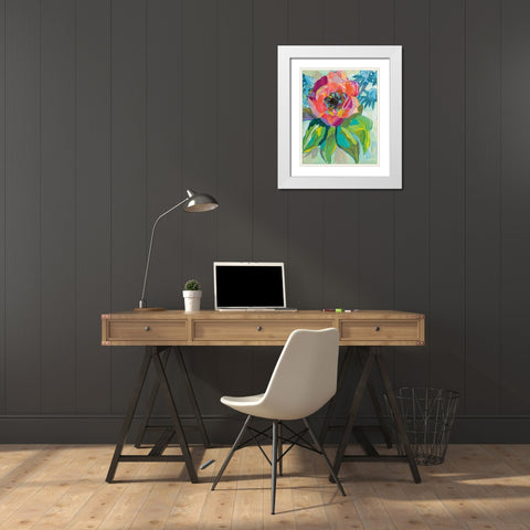 Poppy White Modern Wood Framed Art Print with Double Matting by Vertentes, Jeanette