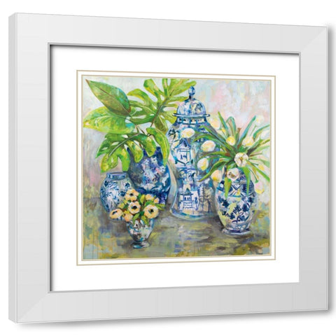 Spring Ginger White Modern Wood Framed Art Print with Double Matting by Vertentes, Jeanette