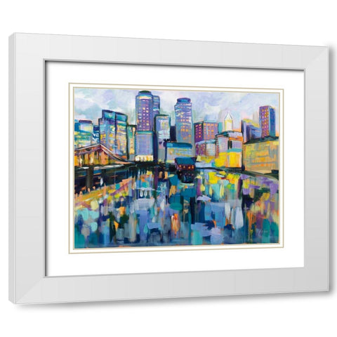 Boston Harbor White Modern Wood Framed Art Print with Double Matting by Vertentes, Jeanette