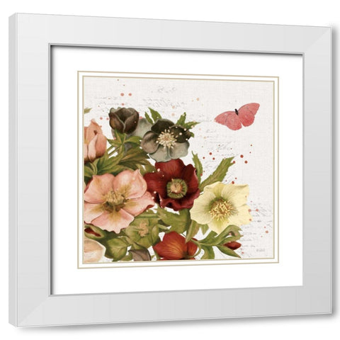 Vintage Petals III White Modern Wood Framed Art Print with Double Matting by Pertiet, Katie