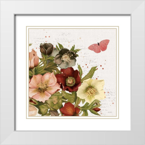 Vintage Petals III White Modern Wood Framed Art Print with Double Matting by Pertiet, Katie