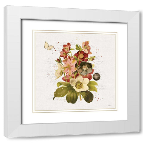 Vintage Petals VI White Modern Wood Framed Art Print with Double Matting by Pertiet, Katie