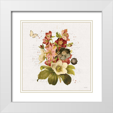 Vintage Petals VI White Modern Wood Framed Art Print with Double Matting by Pertiet, Katie