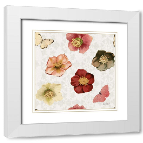 Vintage Petals Pattern II White Modern Wood Framed Art Print with Double Matting by Pertiet, Katie