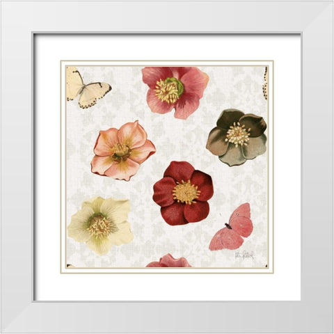 Vintage Petals Pattern II White Modern Wood Framed Art Print with Double Matting by Pertiet, Katie