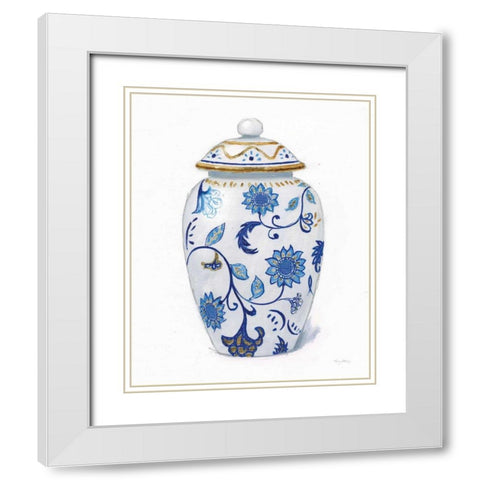 Flora Chinoiserie I White Modern Wood Framed Art Print with Double Matting by Adams, Emily