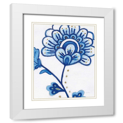 Flora Chinoiserie III White Modern Wood Framed Art Print with Double Matting by Adams, Emily