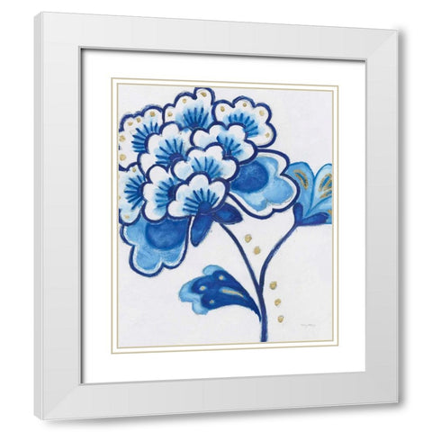 Flora Chinoiserie IV White Modern Wood Framed Art Print with Double Matting by Adams, Emily