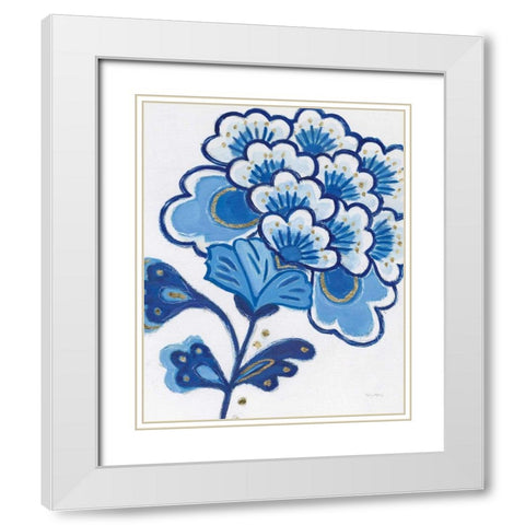 Flora Chinoiserie V White Modern Wood Framed Art Print with Double Matting by Adams, Emily