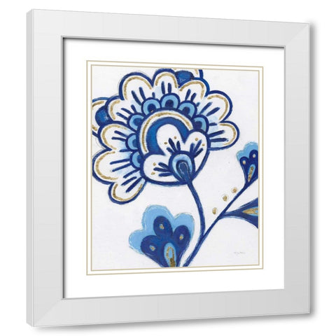 Flora Chinoiserie VI White Modern Wood Framed Art Print with Double Matting by Adams, Emily