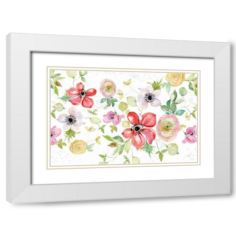 Spray of Anemones I White Modern Wood Framed Art Print with Double Matting by Rice, Kristy