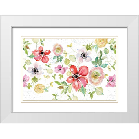 Spray of Anemones I White Modern Wood Framed Art Print with Double Matting by Rice, Kristy