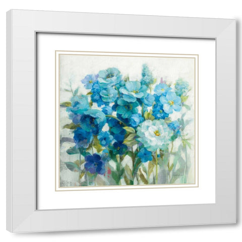 Summer Blues White Modern Wood Framed Art Print with Double Matting by Nai, Danhui