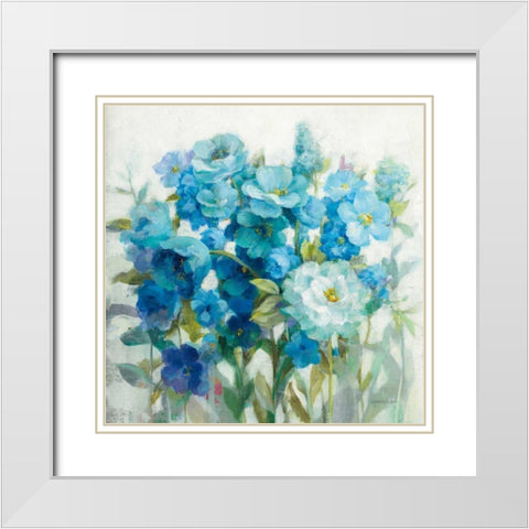 Summer Blues White Modern Wood Framed Art Print with Double Matting by Nai, Danhui