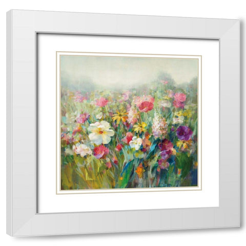 Mountain Meadows White Modern Wood Framed Art Print with Double Matting by Nai, Danhui