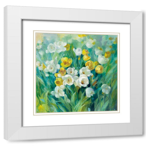 Spring Time White Modern Wood Framed Art Print with Double Matting by Nai, Danhui