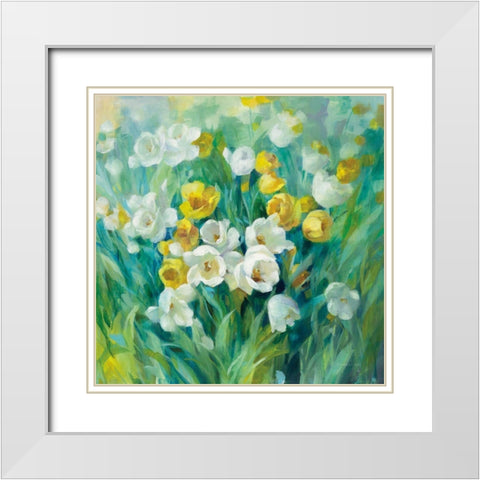 Spring Time White Modern Wood Framed Art Print with Double Matting by Nai, Danhui