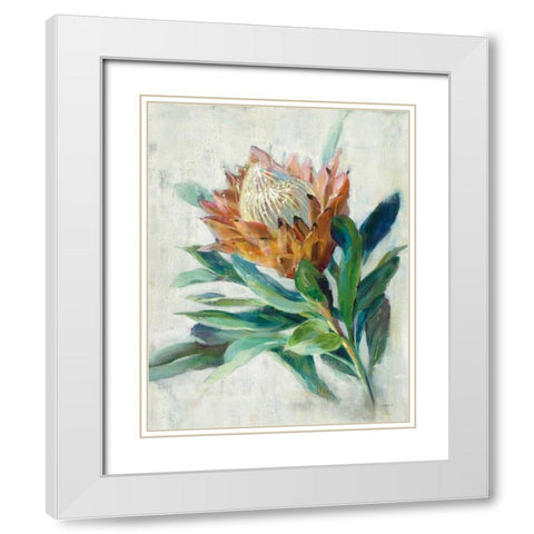 Protea White Modern Wood Framed Art Print with Double Matting by Nai, Danhui