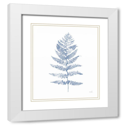 Fern Print II Blue No Shiplap White Modern Wood Framed Art Print with Double Matting by Hershey, Moira