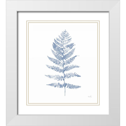Fern Print II Blue No Shiplap White Modern Wood Framed Art Print with Double Matting by Hershey, Moira