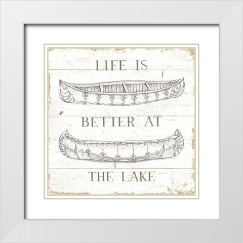 Lake Sketches V White Modern Wood Framed Art Print with Double Matting by Brissonnet, Daphne