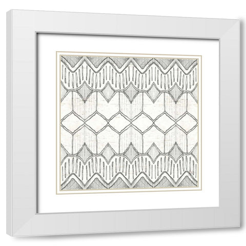 Lake Sketches Pattern VA White Modern Wood Framed Art Print with Double Matting by Brissonnet, Daphne