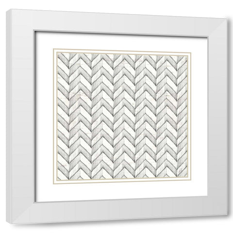 Lake Sketches Pattern VIA White Modern Wood Framed Art Print with Double Matting by Brissonnet, Daphne