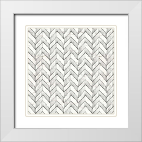 Lake Sketches Pattern VIA White Modern Wood Framed Art Print with Double Matting by Brissonnet, Daphne
