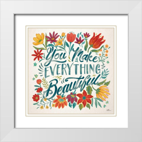 Happy Thoughts V White Modern Wood Framed Art Print with Double Matting by Penner, Janelle