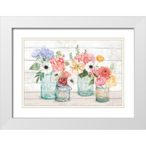 Pastel Flower Market I White Modern Wood Framed Art Print with Double Matting by Urban, Mary