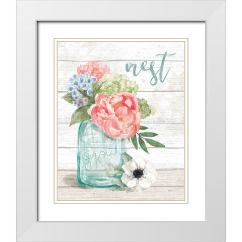 Pastel Flower Market II White Modern Wood Framed Art Print with Double Matting by Urban, Mary