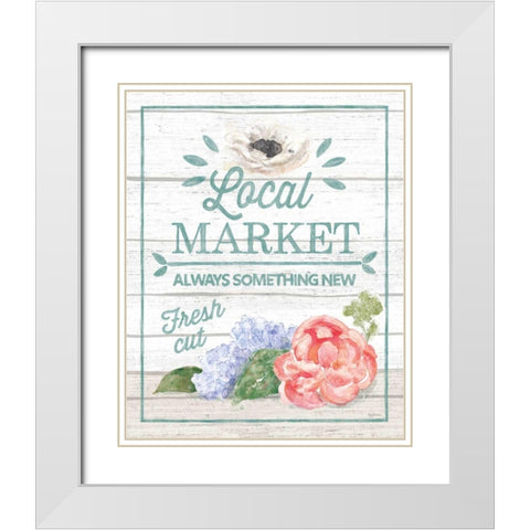 Pastel Flower Market V White Modern Wood Framed Art Print with Double Matting by Urban, Mary