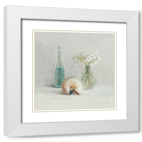 Light White Flower Spa White Modern Wood Framed Art Print with Double Matting by Nai, Danhui