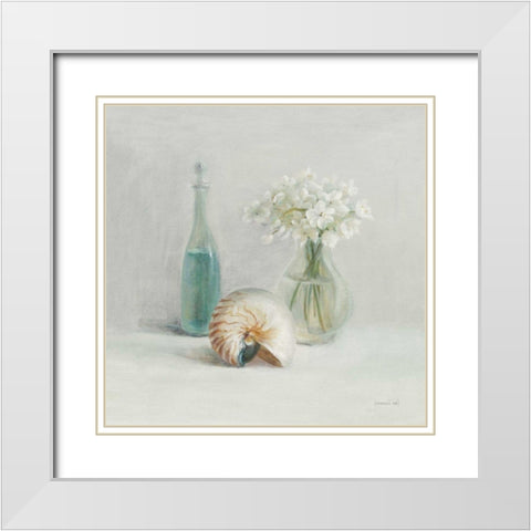 Light White Flower Spa White Modern Wood Framed Art Print with Double Matting by Nai, Danhui