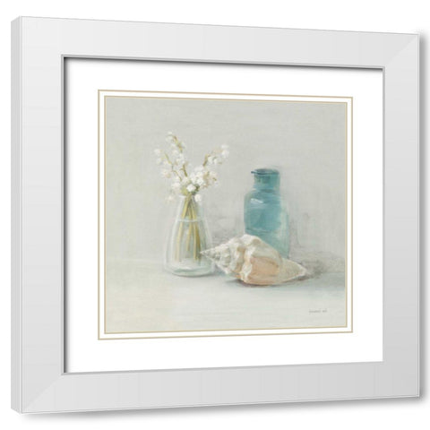 Light Lily of the Valley Spa White Modern Wood Framed Art Print with Double Matting by Nai, Danhui