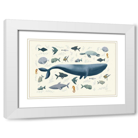 Ocean Life White Modern Wood Framed Art Print with Double Matting by Thorns, Becky