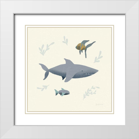 Ocean Life Shark White Modern Wood Framed Art Print with Double Matting by Thorns, Becky
