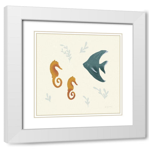 Ocean Life Seahorses White Modern Wood Framed Art Print with Double Matting by Thorns, Becky