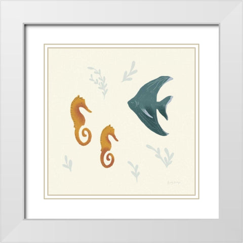 Ocean Life Seahorses White Modern Wood Framed Art Print with Double Matting by Thorns, Becky