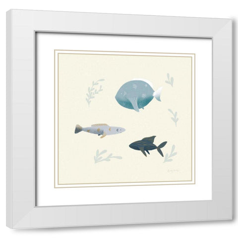 Ocean Life Fish White Modern Wood Framed Art Print with Double Matting by Thorns, Becky