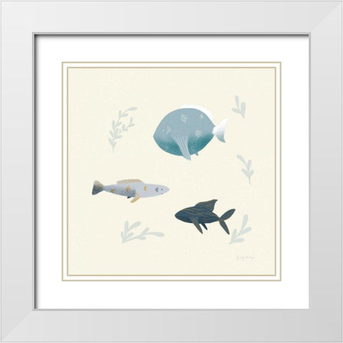 Ocean Life Fish White Modern Wood Framed Art Print with Double Matting by Thorns, Becky
