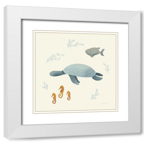 Ocean Life Sea Turtle White Modern Wood Framed Art Print with Double Matting by Thorns, Becky