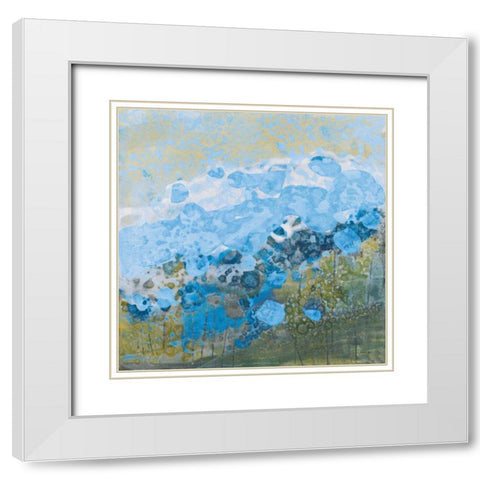 Blue Puffs White Modern Wood Framed Art Print with Double Matting by Griggs, Jan