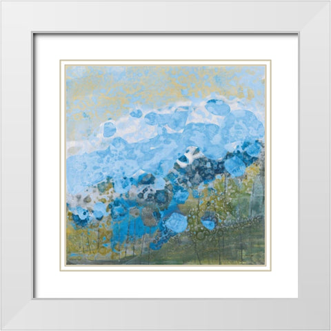 Blue Puffs White Modern Wood Framed Art Print with Double Matting by Griggs, Jan