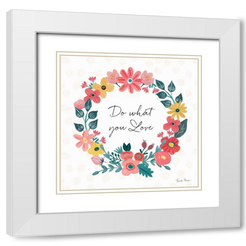 Bright Petals V White Modern Wood Framed Art Print with Double Matting by Zaman, Farida