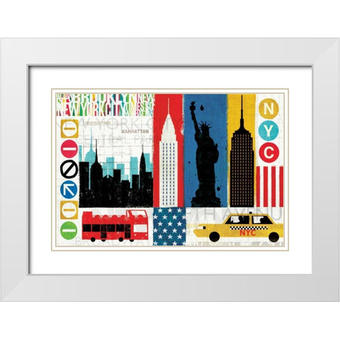 New York City Experience White Modern Wood Framed Art Print with Double Matting by Mullan, Michael