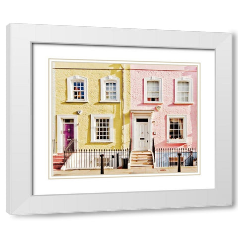 London Houses Spring White Modern Wood Framed Art Print with Double Matting by Bevan, Keri