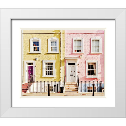 London Houses Spring White Modern Wood Framed Art Print with Double Matting by Bevan, Keri